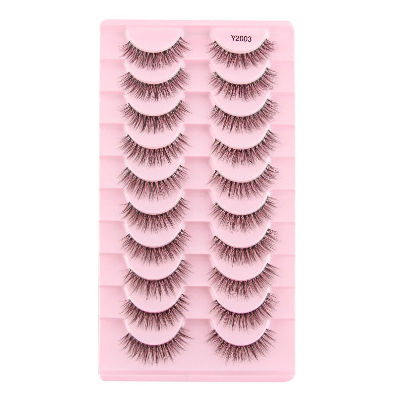 3/10 Pairs Natural Long Fluffy False Eyelashes Wispy Lashes 3D Segmented Lashes Fake Eyelashes Clear Band Eye Lashes Make up
