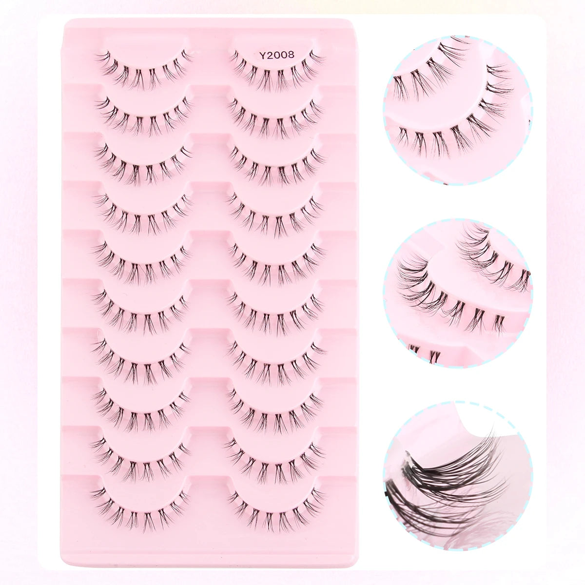 3/10 Pairs Natural Long Fluffy False Eyelashes Wispy Lashes 3D Segmented Lashes Fake Eyelashes Clear Band Eye Lashes Make up