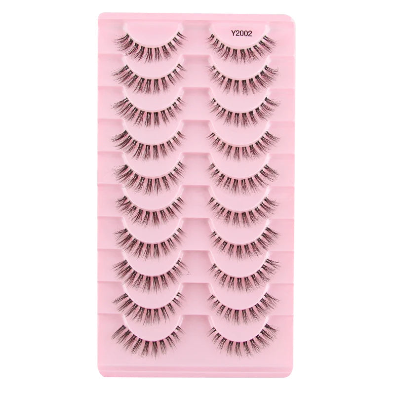 3/10 Pairs Natural Long Fluffy False Eyelashes Wispy Lashes 3D Segmented Lashes Fake Eyelashes Clear Band Eye Lashes Make up