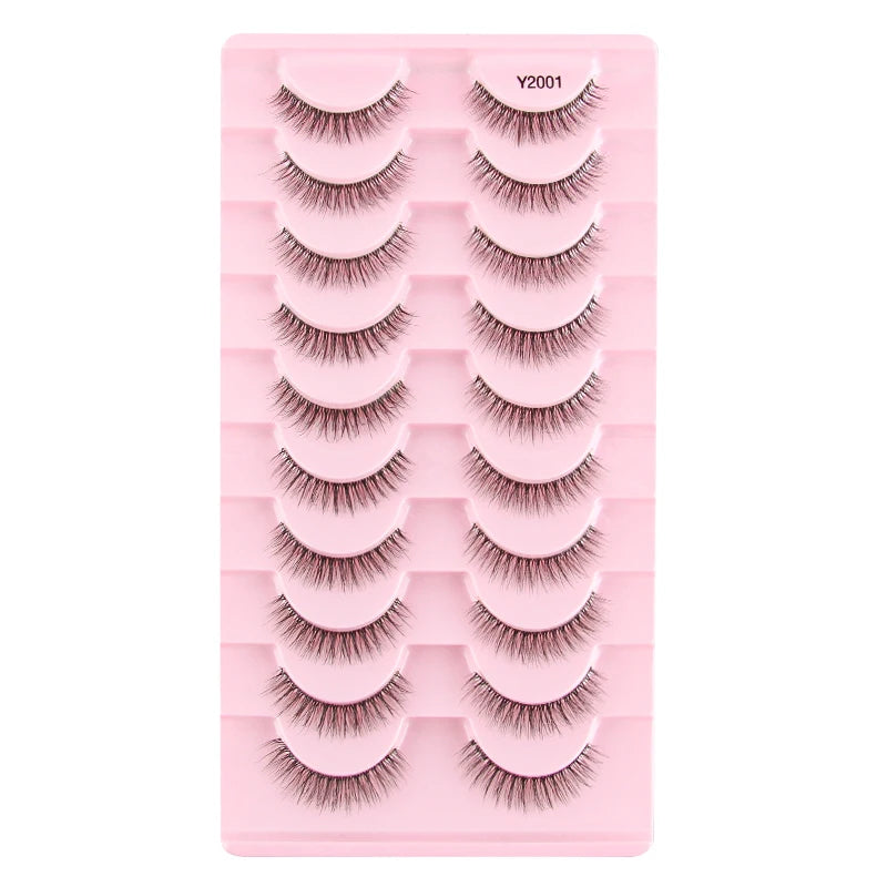 3/10 Pairs Natural Long Fluffy False Eyelashes Wispy Lashes 3D Segmented Lashes Fake Eyelashes Clear Band Eye Lashes Make up