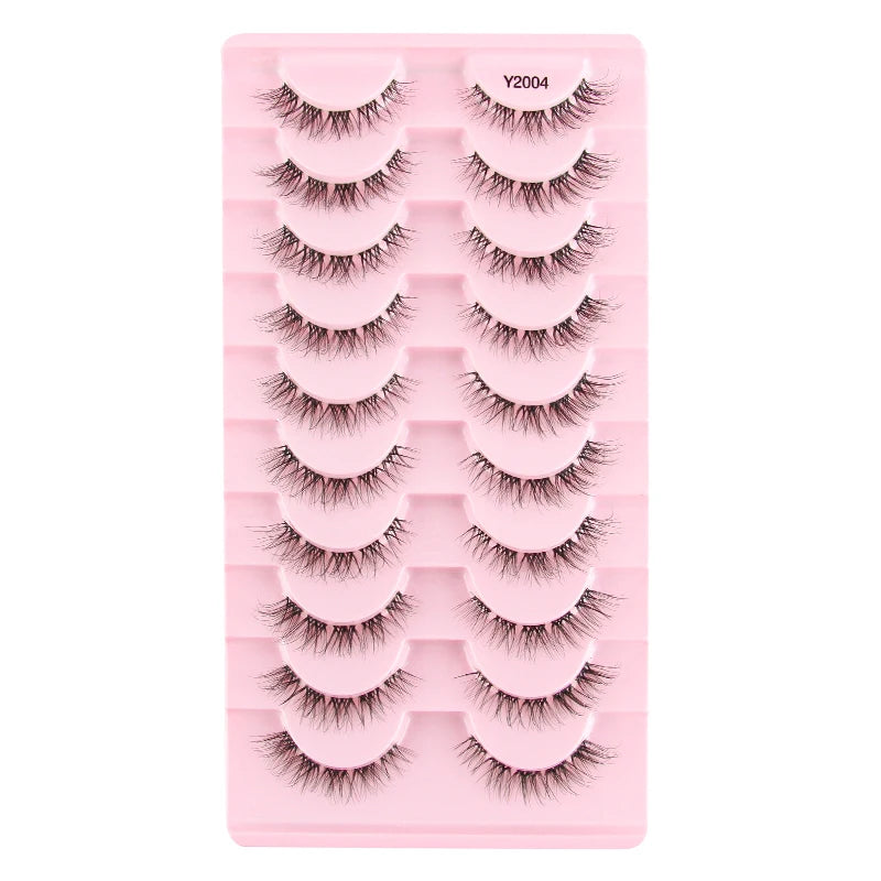 3/10 Pairs Natural Long Fluffy False Eyelashes Wispy Lashes 3D Segmented Lashes Fake Eyelashes Clear Band Eye Lashes Make up