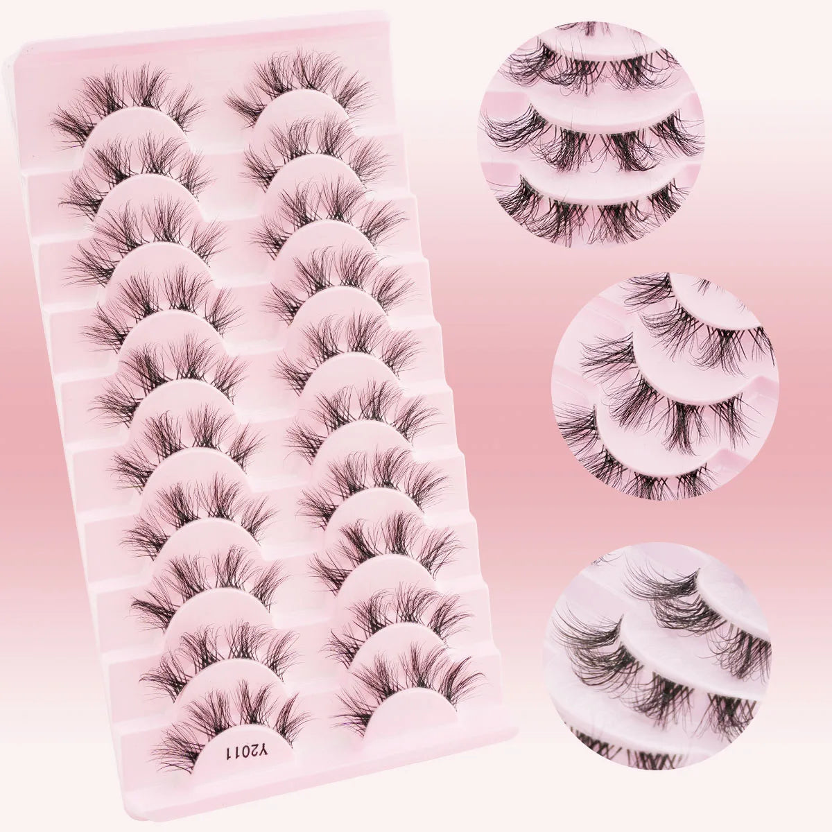 3/10 Pairs Natural Long Fluffy False Eyelashes Wispy Lashes 3D Segmented Lashes Fake Eyelashes Clear Band Eye Lashes Make up