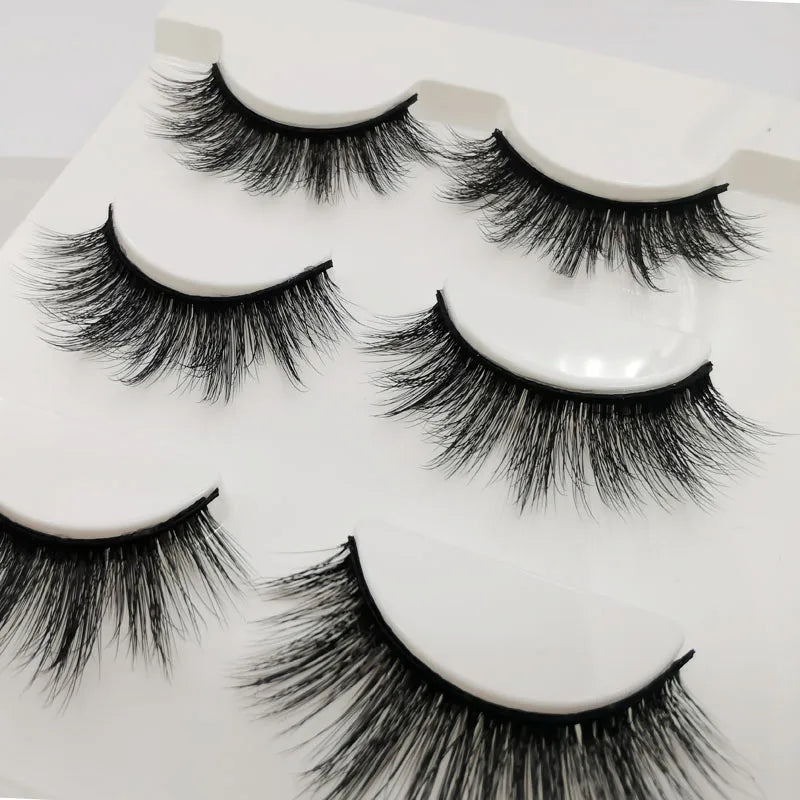 3/10 Pairs Natural Long Fluffy False Eyelashes Wispy Lashes 3D Segmented Lashes Fake Eyelashes Clear Band Eye Lashes Make up